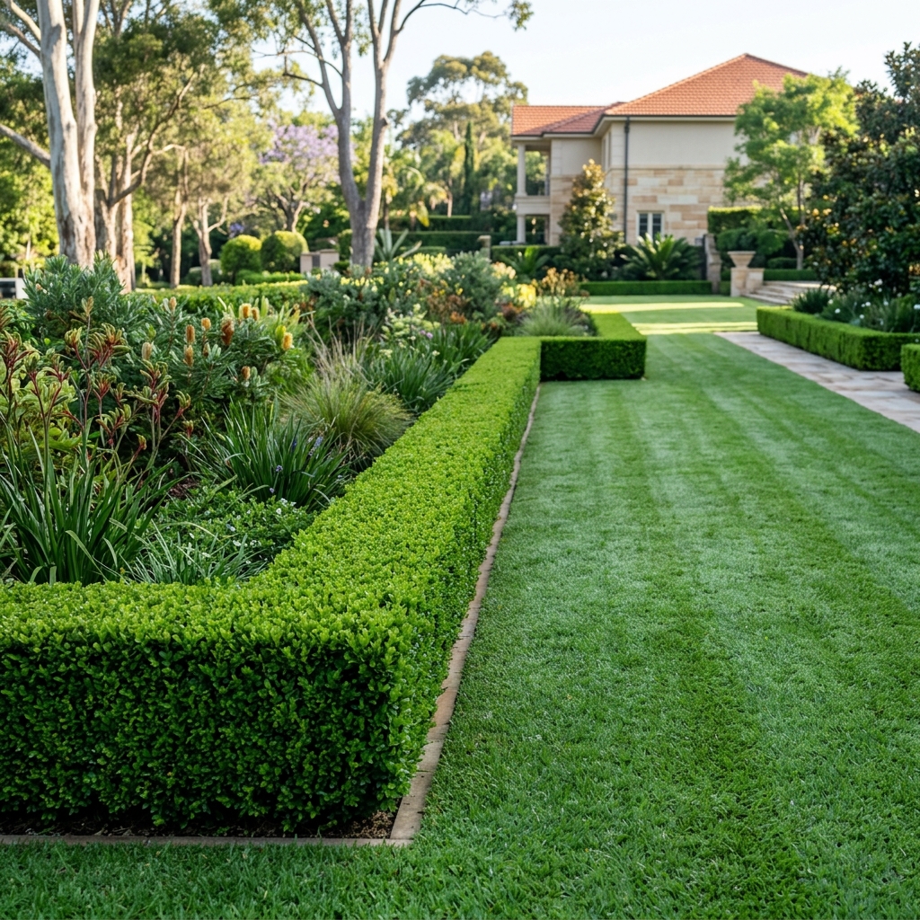 Perfectly manicured formal hedges in Melbourne garden