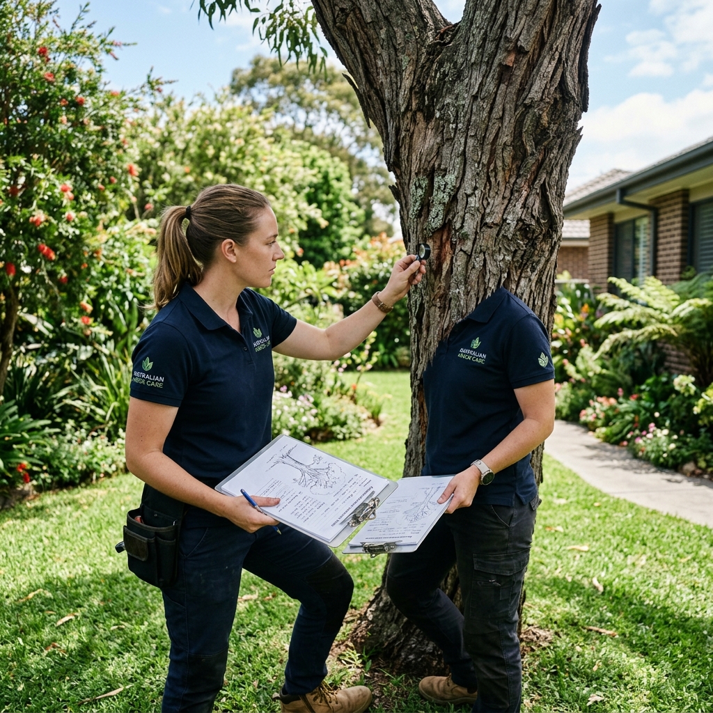 Arborist conducting tree assessment report in Melbourne